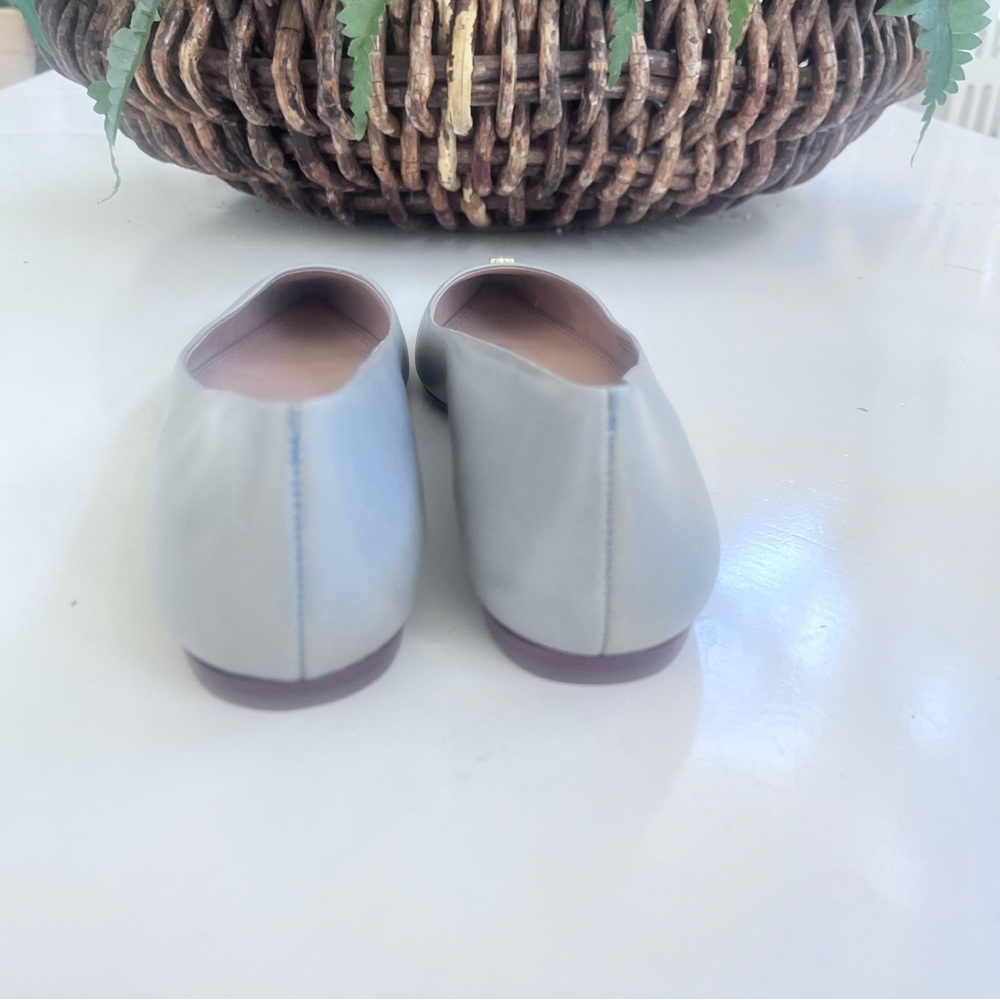 TORY BURCH NWOB Fairford Pointed Toe Ballet Flats 10M Powder Blue Cap Toe $275 - Picture 3 of 13
